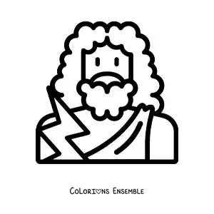 Image à colorier du dieu Zeus, facile à colorier