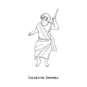 Image à colorier de Zeus, le dieu grec, en version réaliste
