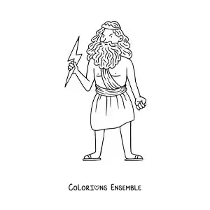 Image à colorier de Zeus en version dessin animé, en colère