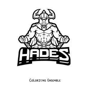 Image à colorier d’Hadès et de son casque d’invisibilité