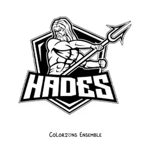 Image à colorier d’Hadès avec son bident