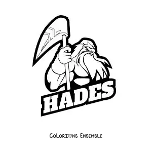 Image à colorier du dieu Hadès avec une arme