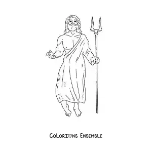 Image à colorier d’Hadès réaliste avec son bident