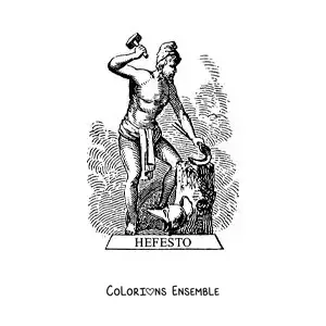 Image à colorier de la forge d’Héphaïstos, le dieu grec