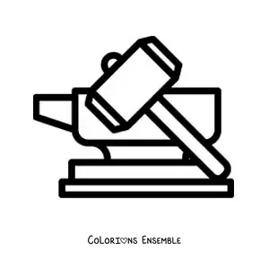 Image à colorier du marteau d’Héphaïstos