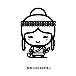 Image à colorier d’Artémis kawaii