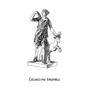 Coloriage d’une statue d’Artémis et d’un cerf
