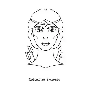 Coloriage du visage de la déesse Artémis