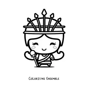 Coloriage de la déesse Héra kawaii