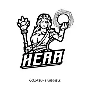 Coloriage de la déesse Héra, reine des dieux