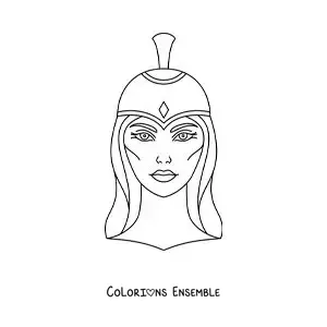 Coloriage du visage d’Athéna, la déesse grecque guerrière