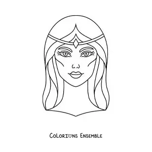 Coloriage du visage d’Aphrodite, la déesse de l’amour