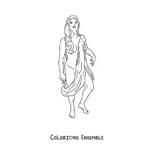 Coloriage d’Aphrodite, la déesse de l’amour, réaliste