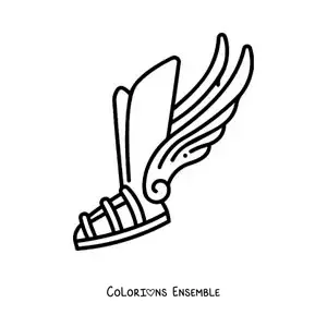Coloriage de la sandale ailée d’Hermès