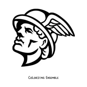 Coloriage du visage d’Hermès avec son casque ailé