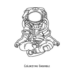 Image à colorier d’un astronaute assis