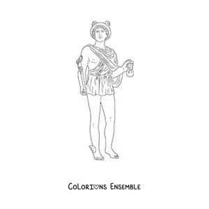 Coloriage du dieu grec messager Hermès avec son casque ailé