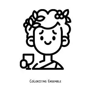 Coloriage du dieu du vin Dionysos en dessin animé