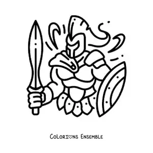 Coloriage d’Arès, le dieu de la guerre, en dessin animé