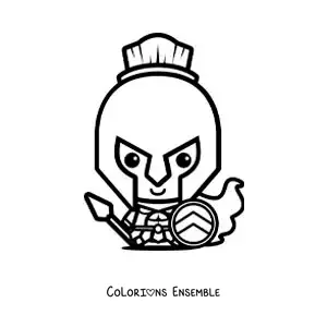 Coloriage du dieu grec Arès kawaii