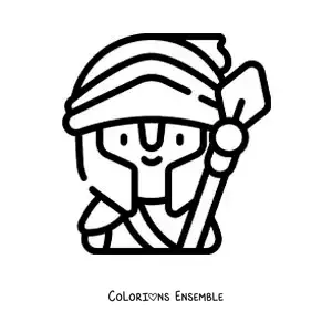 Coloriage facile d’Arès, le dieu grec, en dessin animé