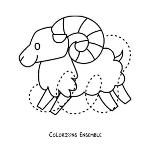 Coloriage facile d’un bélier du signe du Bélier