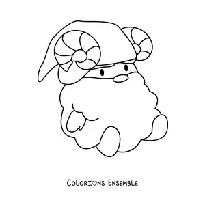 Image à colorier d’un gnome du signe du Bélier en dessin animé kawaii
