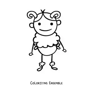 Image à colorier d’un personnage du signe du Bélier en dessin animé