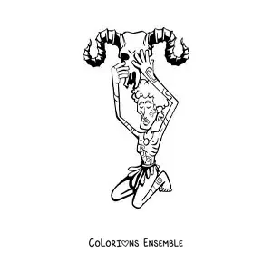 Image à colorier d’un homme avec un bélier du signe du Bélier en dessin animé