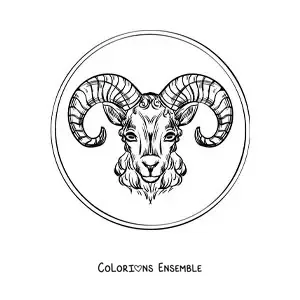 Image à colorier d’un bélier du signe du Bélier réaliste