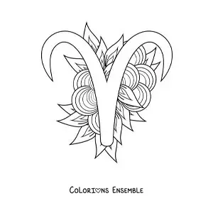 Image à colorier de la lettre mu du signe du Bélier