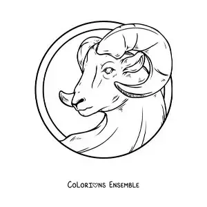 Image à colorier du bélier du signe du Bélier réaliste et grand