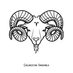 Image à colorier d’un bélier du Bélier facile avec la lettre mu