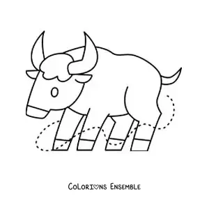 Image à colorier d’un taureau du signe du Taureau facile