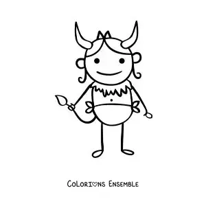 Image à colorier d’un personnage du signe du Taureau en dessin animé