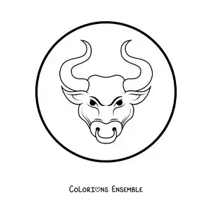 Image à colorier d’un taureau du signe du Taureau en dessin animé facile