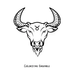 Image à colorier du taureau du signe du Taureau réaliste et de son symbole