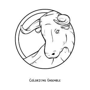 Image à colorier du taureau du signe du zodiaque Taureau réaliste et grand