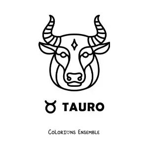 Image à colorier d’un taureau du Taureau facile avec le symbole du signe