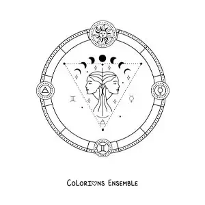 Image à colorier des symboles du signe du zodiaque des Gémeaux