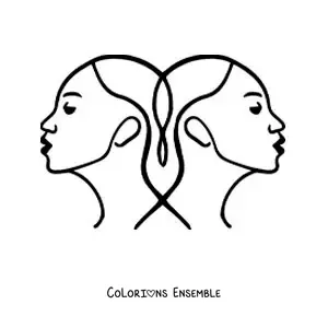 Image à colorier du signe des Gémeaux facile