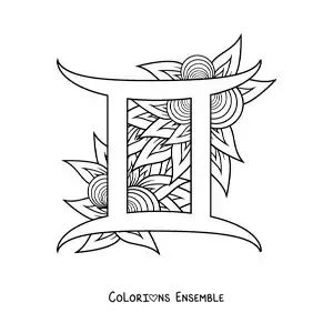 Image à colorier du symbole du signe des Gémeaux grand