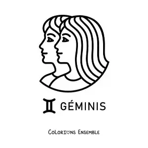 Image à colorier du visage de deux filles du signe des Gémeaux facile
