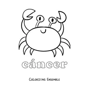 Image à colorier d’un crabe du signe du Cancer en dessin animé