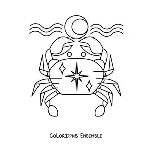 Image à colorier d’un crabe du signe du zodiaque Cancer