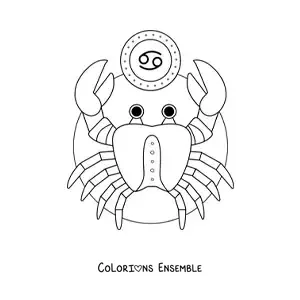 Image à colorier du signe du zodiaque Cancer en dessin animé