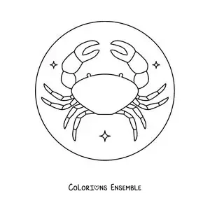 Image à colorier d’un crabe du signe du Cancer facile