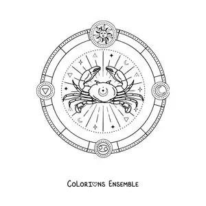 Image à colorier des symboles du signe du zodiaque Cancer