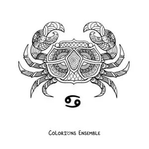 Image à colorier d’un mandala du signe du Cancer