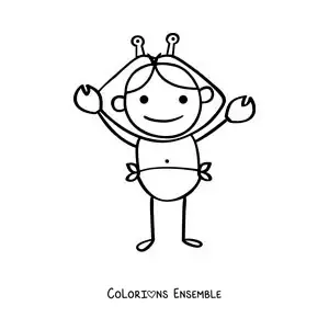Image à colorier d’un personnage rigolo du signe du Cancer